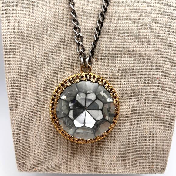 VTG 90s Juicy Couture Steampunk Pendant Necklace Large Crystal Rhinestone RARE - Picture 1 of 8
